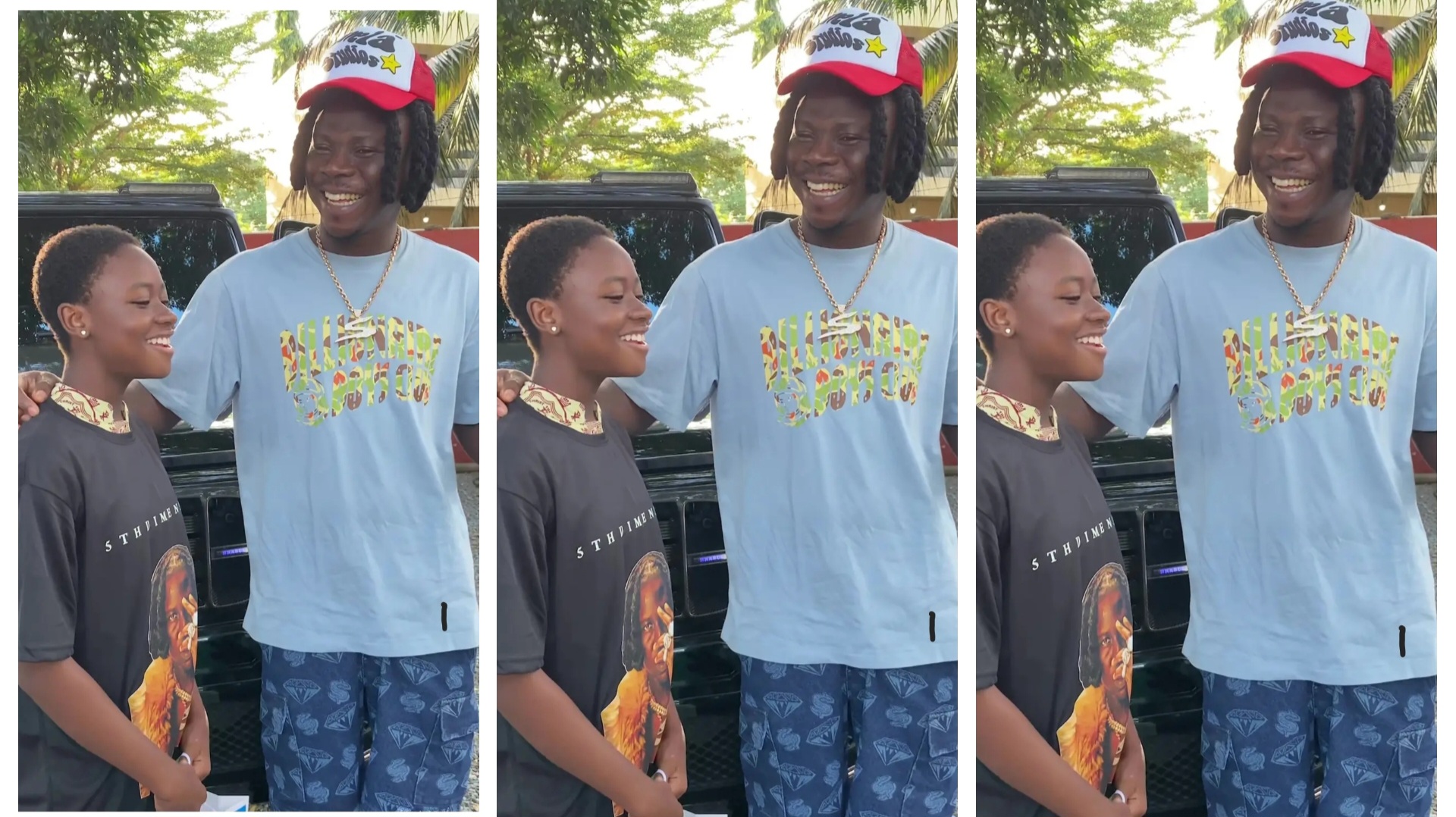 Stonebwoy blesses young girl who excitedly sang his song perfectly with many items [watch video]